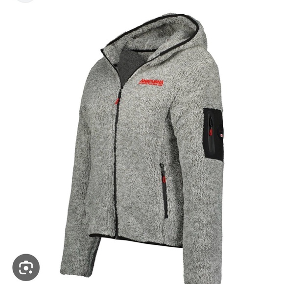 Cozy Gray Teddy Jacket with Black Accents - Picture 1 of 5